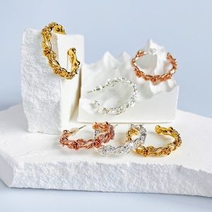 Rose Hoops Earrings 18K Gold Rose Earrings Gold Hoops Earrings Twig Earrings